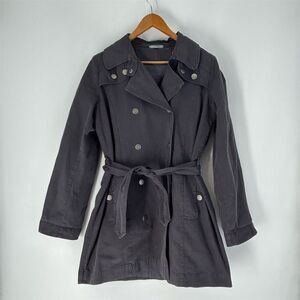 James Perse Cotton Belted Tie Waist Double Breasted Peacoat Trench Jacket size 4